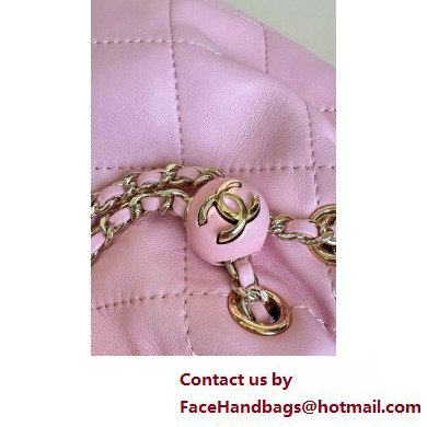 CHANEL Shiny Lambskin  &  Gold-Tone Metal Backpack AS4810 pink 2025